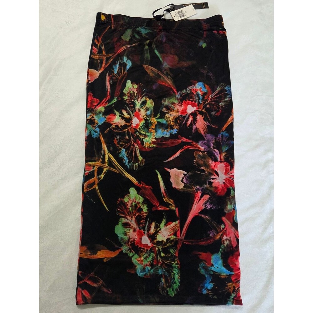 Jeans By Buffalo Medium Black Skirt Multicolor Floral Print Elastic Waistband